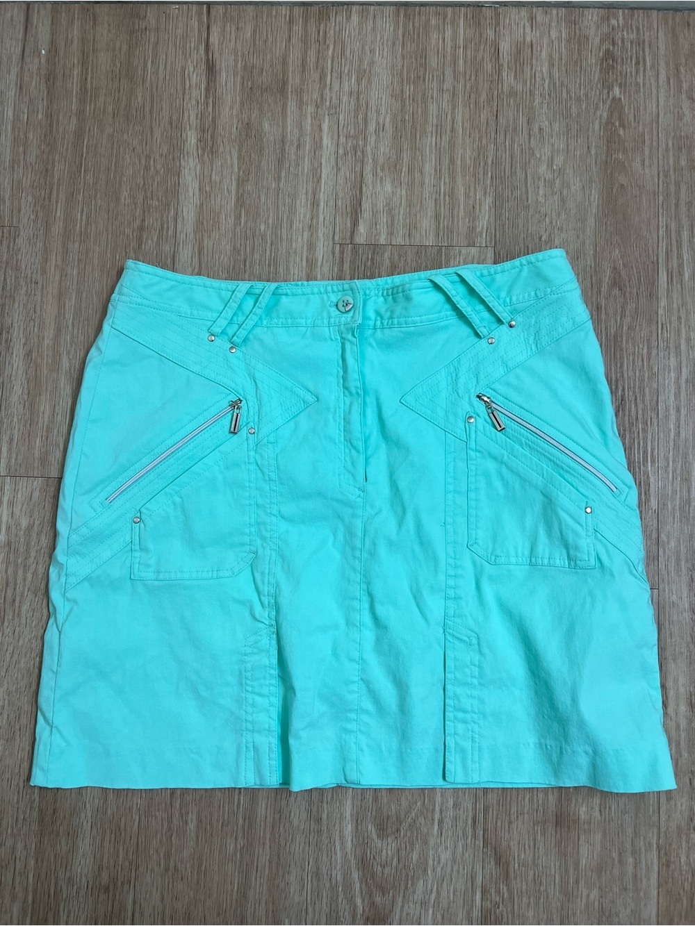 jamie sadock Aqua/Turquoise Mini Skirt with Zip Pocket Details